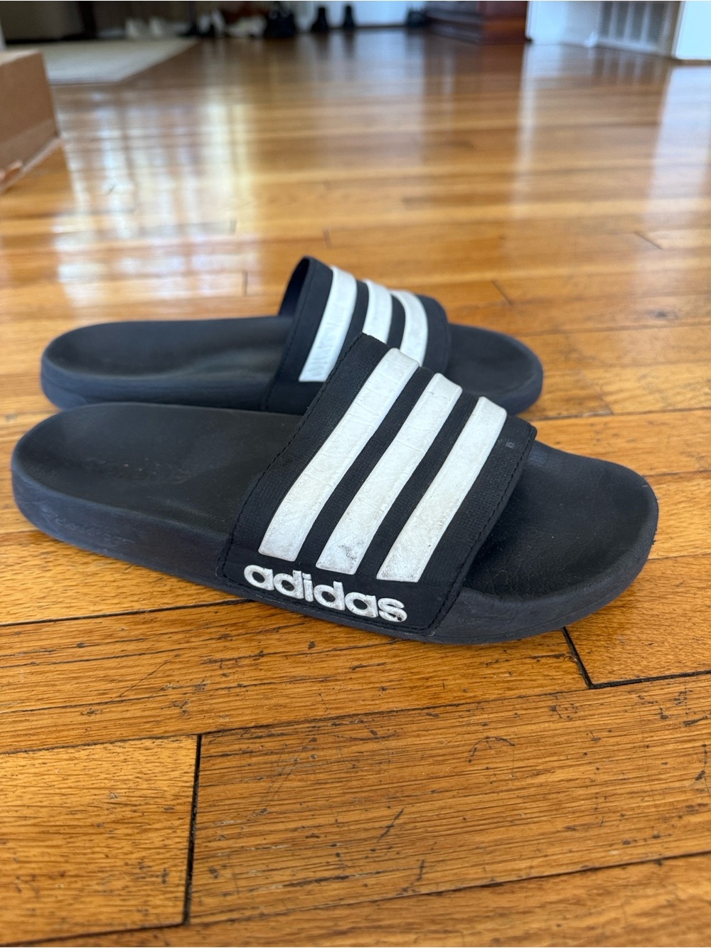 Adidas Black and White Adilette Slide Sandals